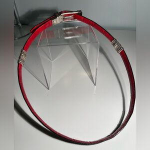 Brighton Women’s Leather Red/Black Reversible Color-block Ornamental Belt SZ 30M